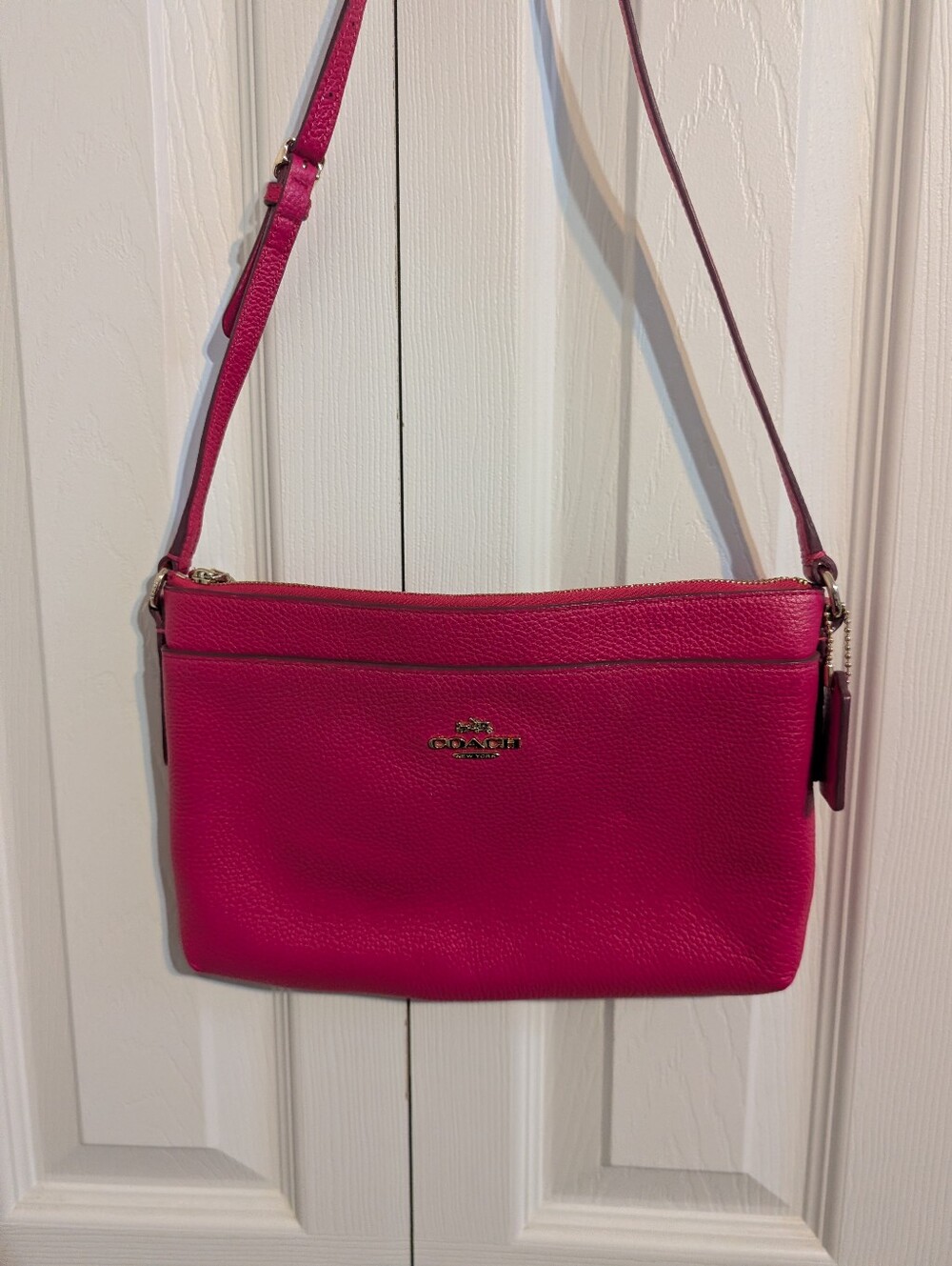 Hot Pink Coach Crossbody With Gold Hardware